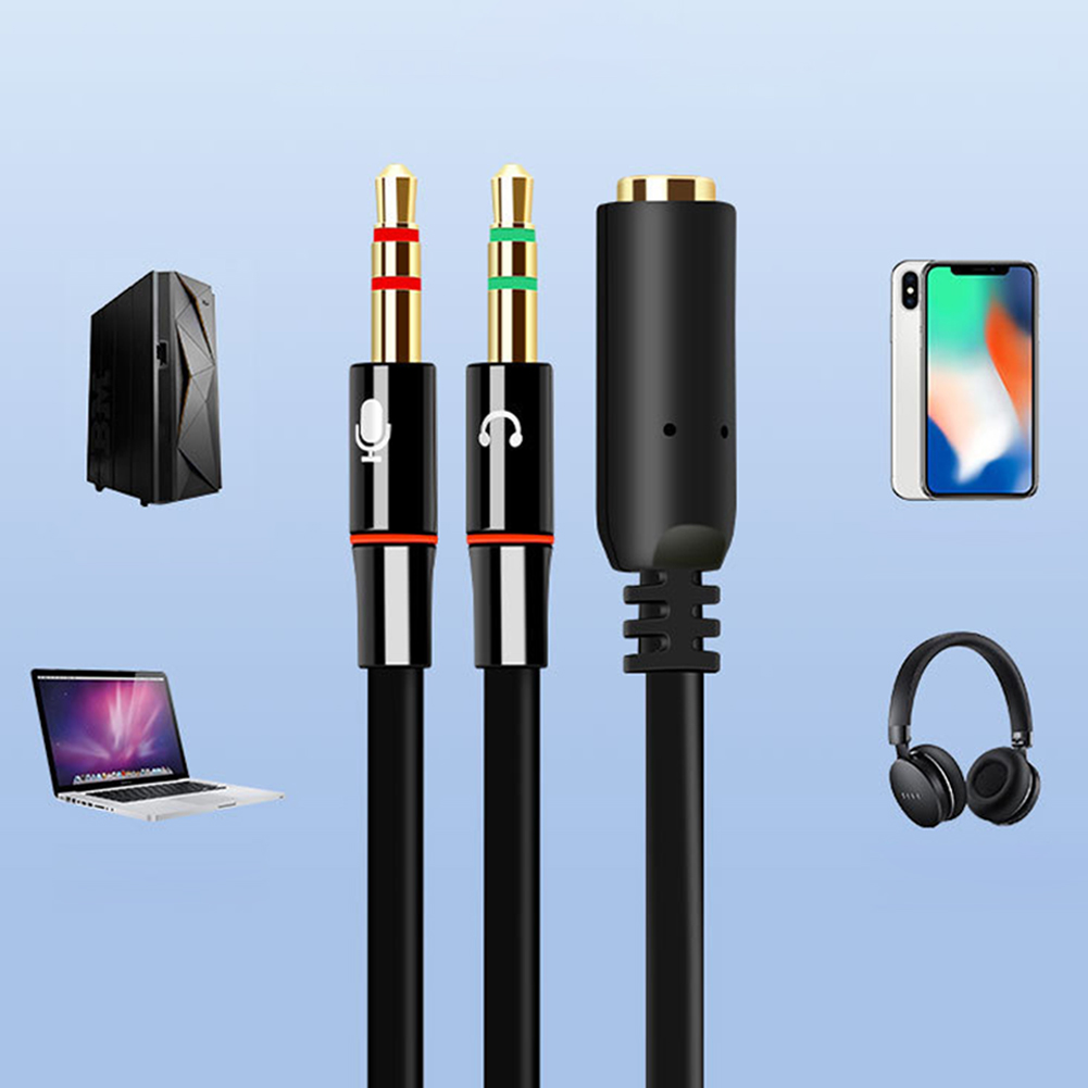 headset-splitter trrs 3.5mm hunnkontakt til til 3.5 trs hannkontakt hodetelefon-mikrofonadapter konverteringskabel til stasjonær bærbar pc