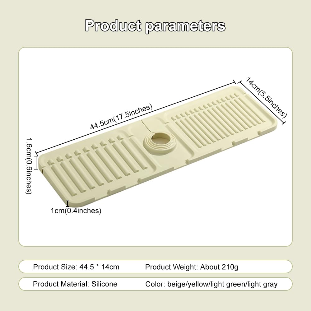 Silicone Draining Mat Fast Drying Sink Tray, Faucet Guard Mat, Sink Splash Guard Home Kitchen Bathroom Countertop Drain Rack