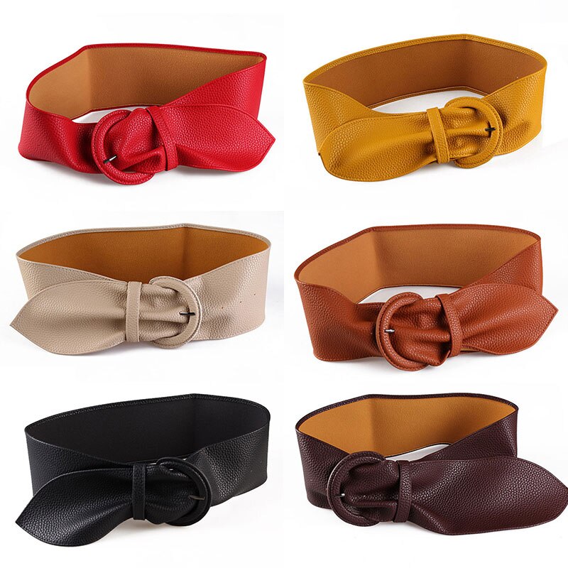 1pc brett bälte pu läder korsett bälte klänningar kappa midjebälte enfärgad nål spänne dekorativ gördel matchande cummerbund