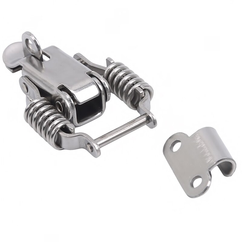 Stainless Steel Double Spring Locking Latch Hasps Chest Toggle Catch Clasp Box Loaded Hinges Furniture Hardware Accessories