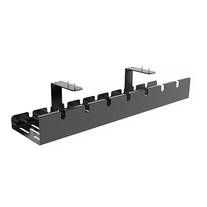 Universal Sturdy Cold Steel Cable Organizers Power Supplies Management Tray Under the Tabletop: black