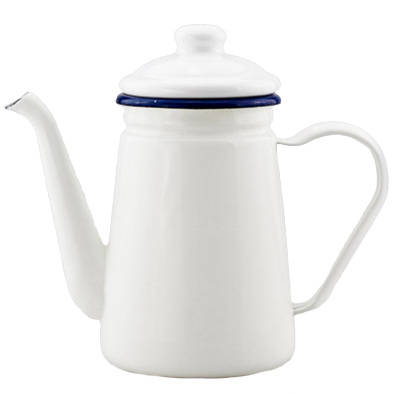 1.1l emaljerad kaffekanna handtekokare induktionsspis gasspis universal vit: Default Title