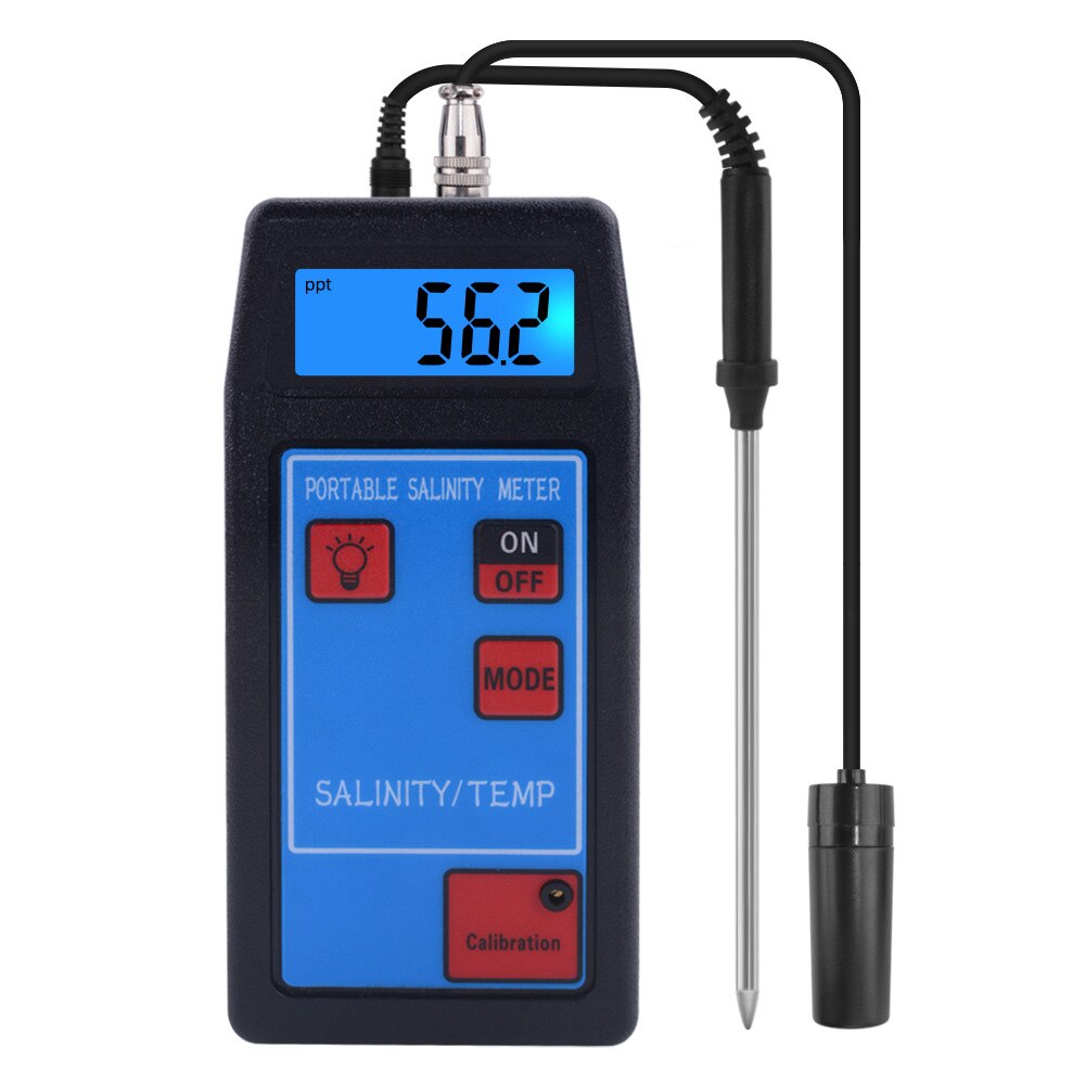 Salinity Meter Portable Digital Outdoor Aquaculture Temperature Tester Replaceable Probe Salt Content Lab LED Display Backlight