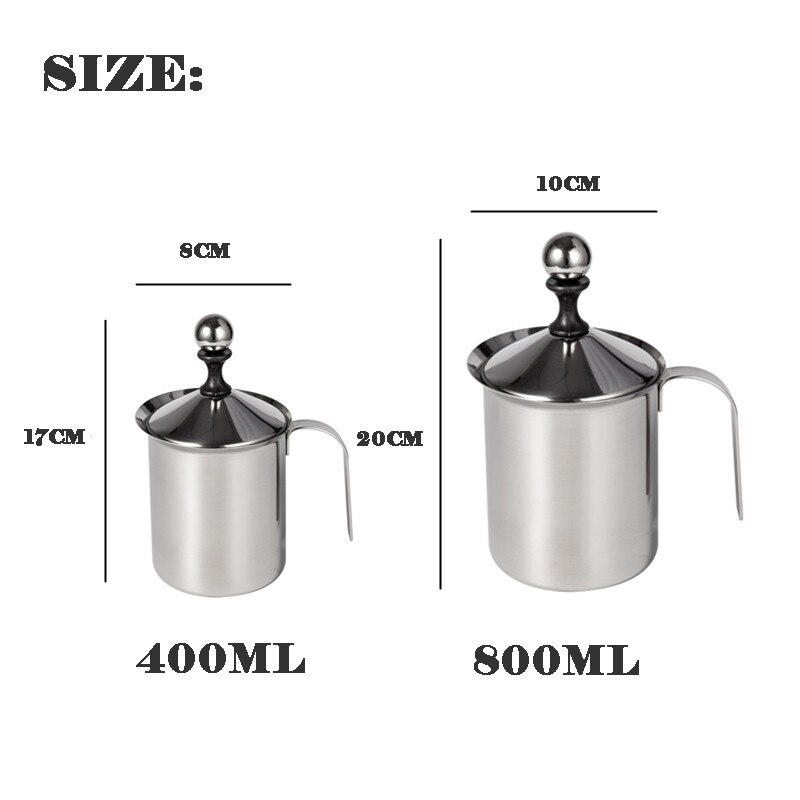 Montalatte manuale in acciaio inossidabile crema pompa a mano montalatte cappuccino Latte caffè schiuma brocca, schermo filtrante a doppio strato