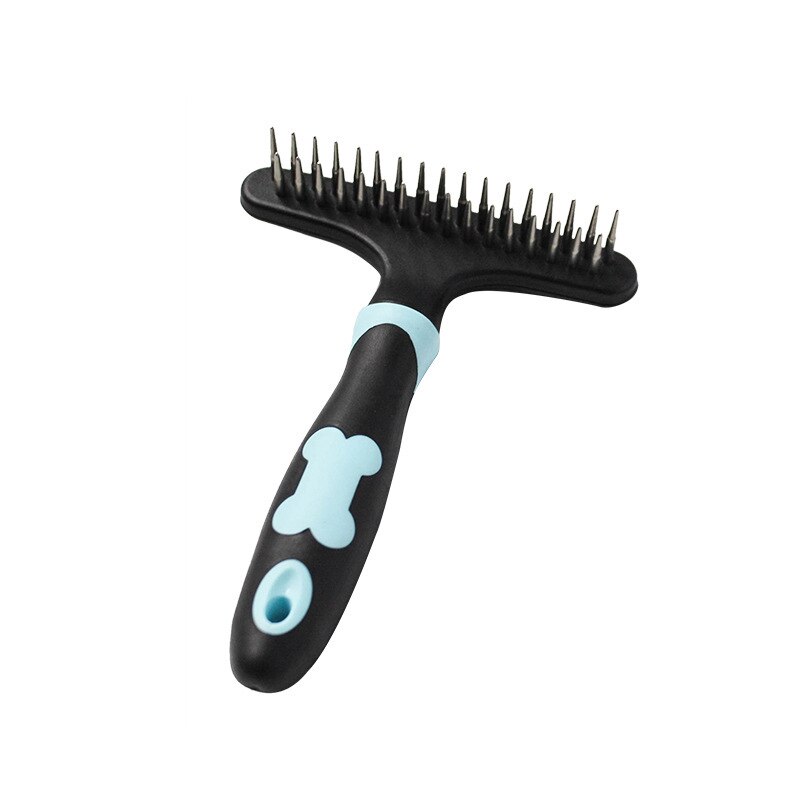 Lang gekruld haar, ontwarborstel voor huisdieren, verzorgingstool, ontharingskam voor honden, ontklitmiddel voor katten, vachttrimmen, ontklitten: Blauw