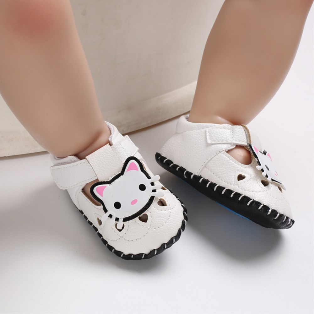 Emmababy Mode 0-18M Baby Schoenen Cartoon Soft Leather Baby Jongens Meisjes Peuter Lopen Kinderwagen Schoenen Met antislip Lederen Zool: White Cat / 13-18 months