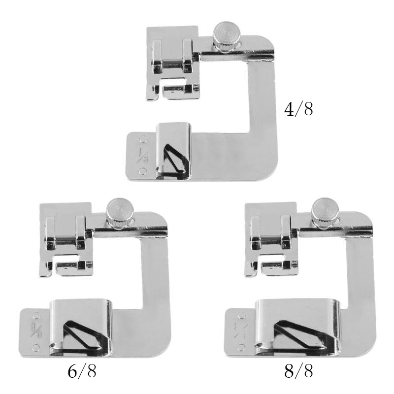 3Pcs Domestic Sewing Machine Foot Presser Rolled Hem Feet Set for Brother Singer Sewing Machine Accessories