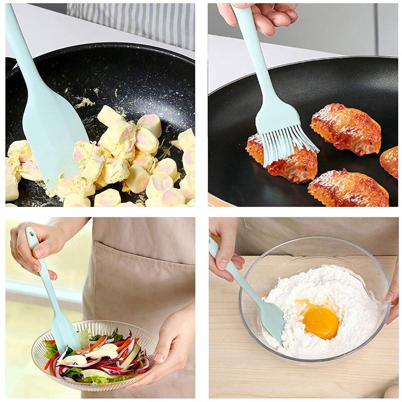 Espátula de silicona para juego de utensilios de cocina, 4 espátulas flexibles resistentes al calor para cocinar y hornear