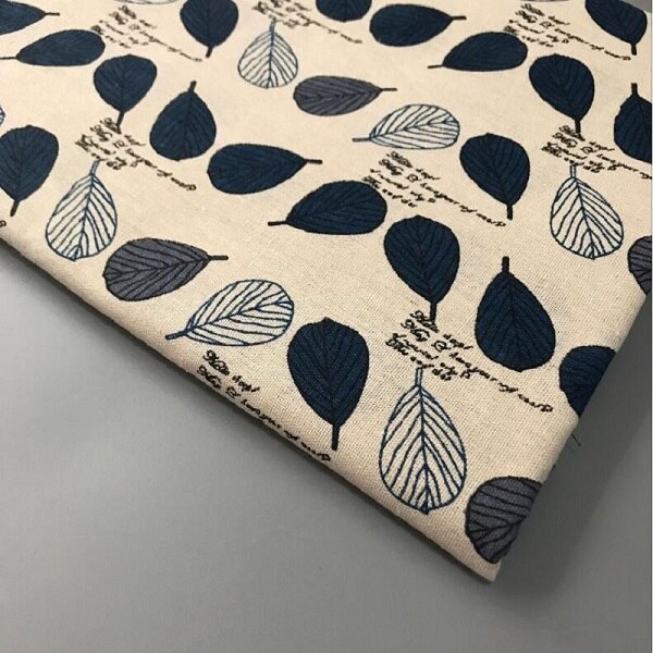 Tecido de algodão de linho impresso folha resistente à abrasão impresso algodão linho estofando material manual de costura casa têxtil pano: Blue / 50x150cm
