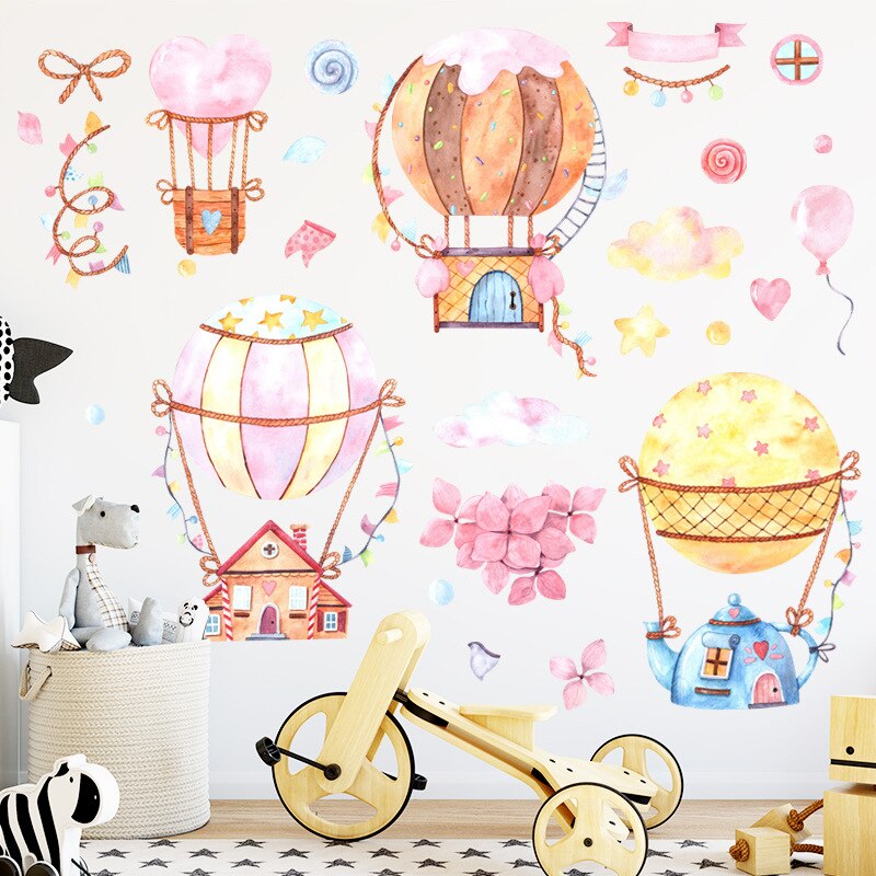 Cartoon Liefde Hart Luchtballon Muurstickers Voor Kinderkamer Nursery Babykamer Milieuvriendelijke Vinyl Muurstickers Art Muur muurschilderingen