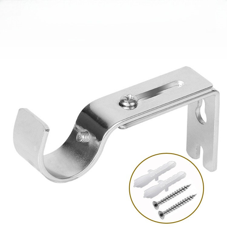 2/3pcs Adjustable Curtain Rod Brackets Extendable Window Drapery Rod Hanger Holders Hooks for Bedroom Dormitory: S / Silver