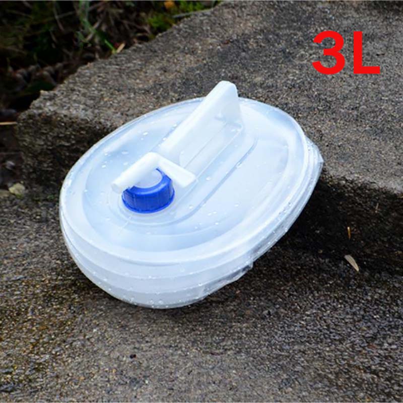 Bolsa de agua plegable de 5L-15L para exteriores, contenedores de agua plegables para acampar, botella de agua de almacenamiento telescópica multifunción para beber: Oro