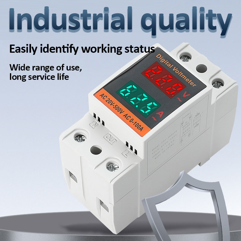 AC Voltmeter Ampèremeter AC50-500V 0-99.9A AC Stroom- en Spanningsmeter Din Rail Dual Display Digitale Elektriciteitsmeter Energiemeter