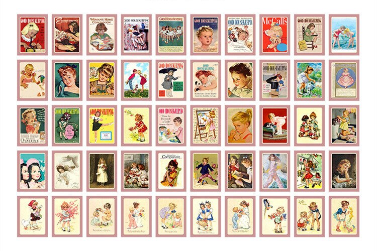 50 ark/paket saga stad skrivbart material papper skräp tidningsplanerare scrapbooking dekorativt gör-det-själv-bakgrundspapper: Drömmande tjej