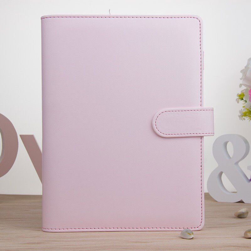 A5 Notebook Loose Leaf Ring Binder Leather Notebooks Macaron Color Agenda Planner Diary Stationery Office Supplies DU55: Pink