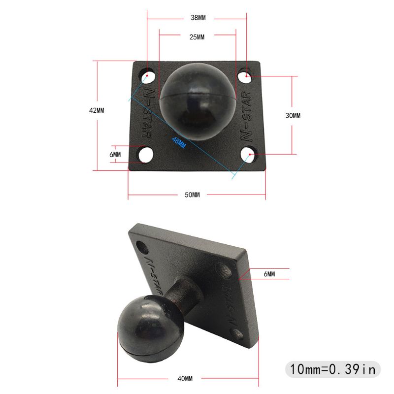 Base quadrada de alumínio da montagem com a cabeça da bola para a montagem da ram para garmin zumo/tomtom l41f