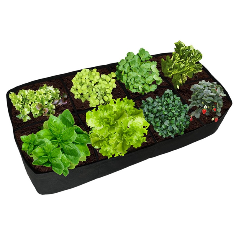 4 Pcs Grow Bag Stof Tuin Plant Bed Groente Plante Zaailing Boom Handvat 4/8-Hole Rechthoekige Container Planten Zak