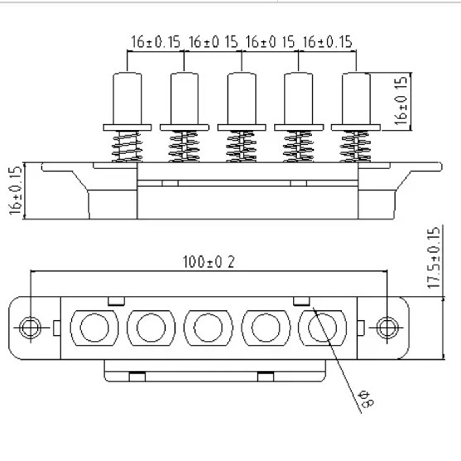 Multifunctionele Schakelaar Knop Afzuigkap Toetsenbord Schakelaar MQ165 250V 5 Drukknop Piano Type Key Board Schakelaars