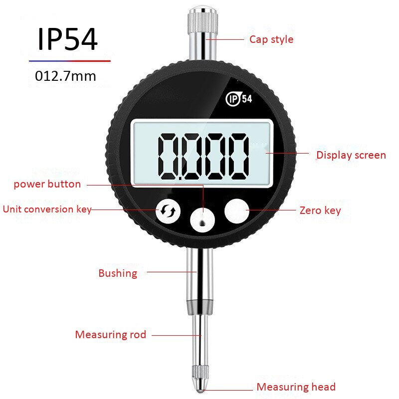 12.7mm 0.5 Inch Digital Dial Indicator Digital Dial Indicator Gauge Meter Metric/Inch Tools