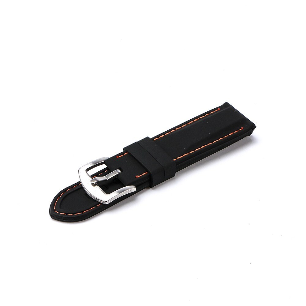 1pc Men Women 20mm 22mm 24mm Silicone Rubber Strap Black Sport Watch Band Universal Waterproof Watchbands: orange / 20mm