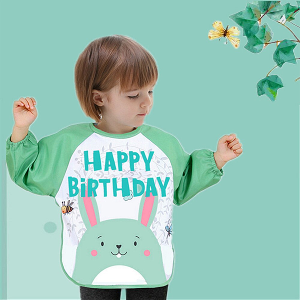 Nuovo arrivo bambino impermeabile bambino mangiare abbigliamento maniche lunghe per bambini grembiule animali del fumetto alimentazione grembiule bavaglino Bandana bambino