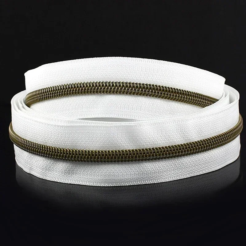 Cremallera de nailon con dientes de bronce, cinta colorida, cremalleras abiertas, Kit de reparación de ropa, accesorios de costura DIY, 5/10/20/30/50M, 5 #: Dorado / Opción 3