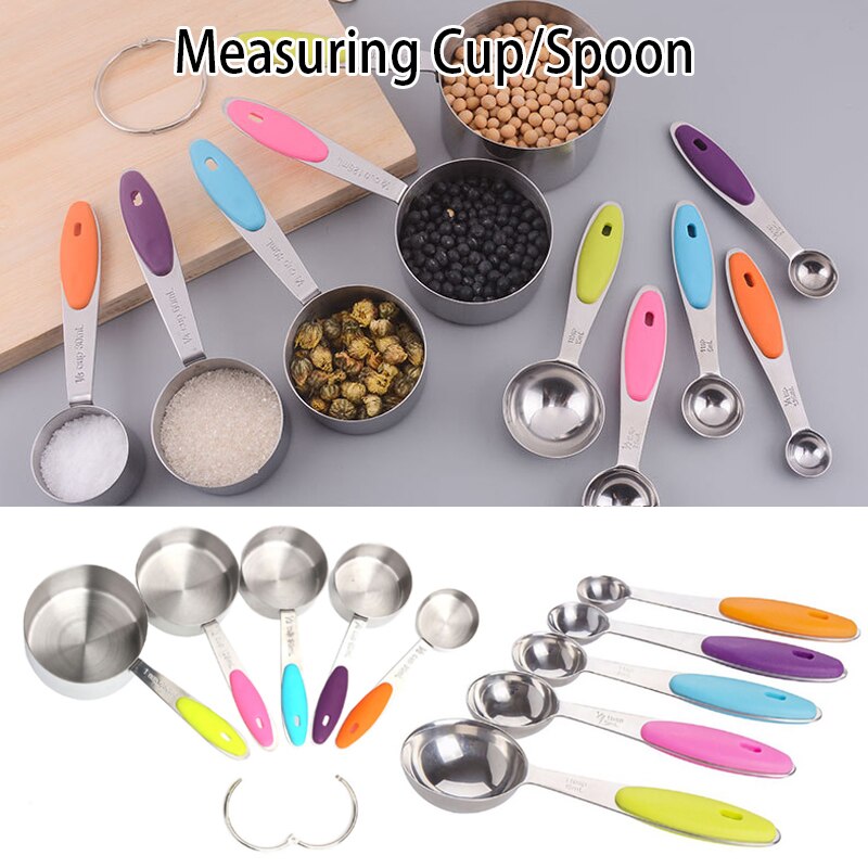 Measuring Cup Spoon Set Stainless Steel Metal Liquid Ingredients Kitchen Utensils Food