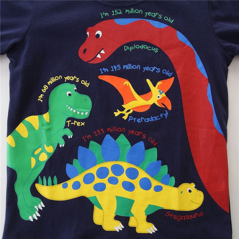 T-shirt Enfant Manches Longues - Impression Dino Cartoon - Coton Tricot Automne - Unisexe