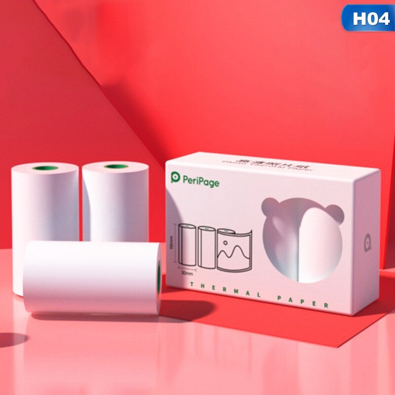 Mini Thermal Printer 5.7*3*3cm Sensitive Adhesive Sticker Printing Paper With 3Rolls For Phontos Print Paper: 04