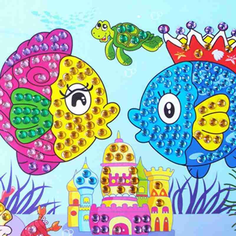 Pegatinas de diamantes de imitación 3D DIY para niños, decoraciones tridimensionales de coche de cristal acrílico, pegatinas de ordenador para Álbum de niños U2I3