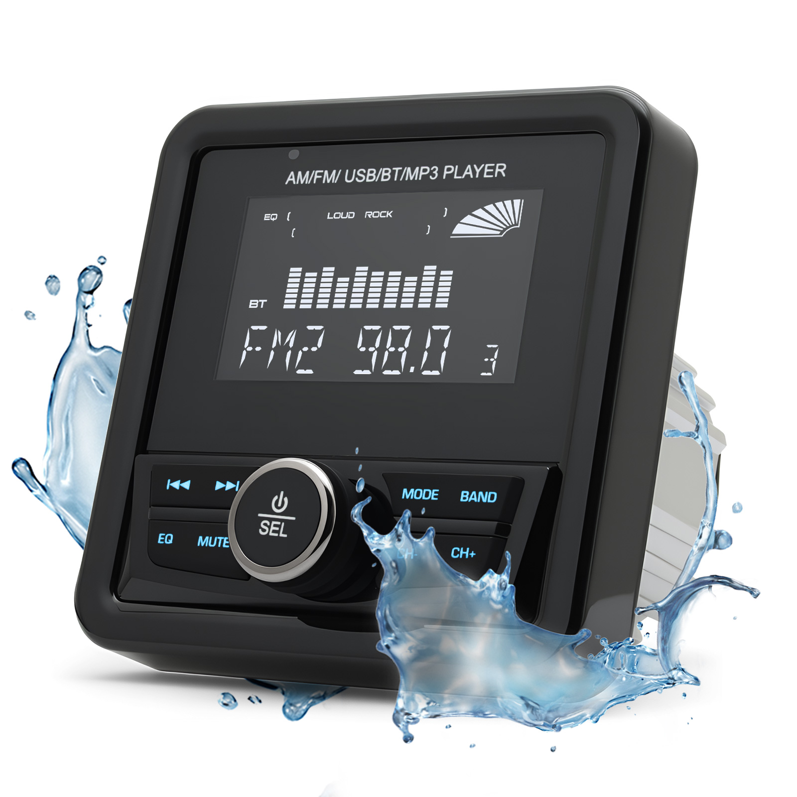 Marineradio, bootsstereoanlage, bluetooth-fähig, fm/am-digital-media-audioplayer, wasserdichtes bootszubehör für yacht, atv und utv