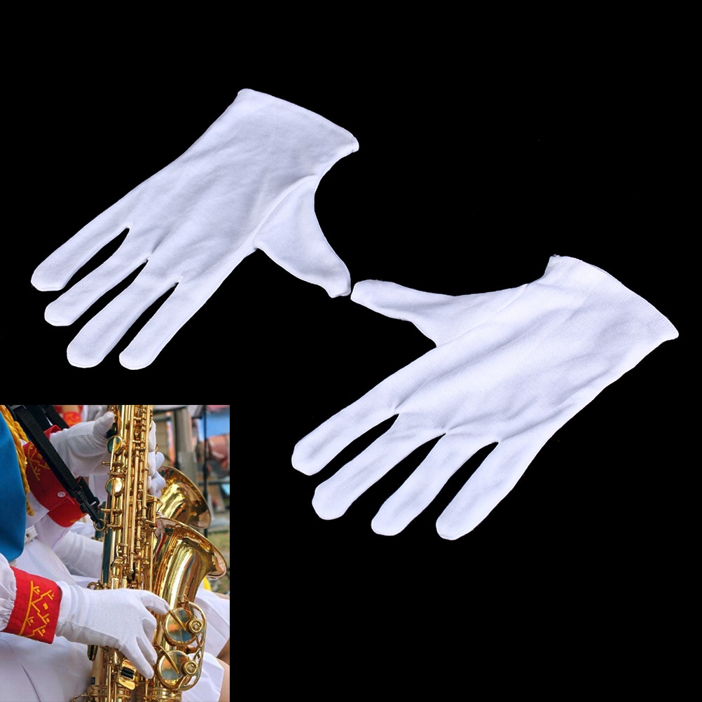 Instrumento Musical blanco suave y sin pelusa rendimiento guantes para saxofón trompeta flauta clarinete bandas de marcha