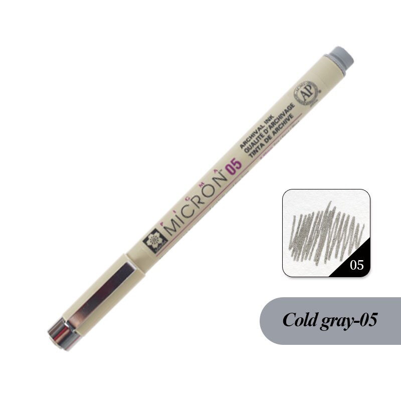 SAKURA Waterproof Thread Hooking Needle Pen Creation Color Drawing Pen Special for Drawing Art Animation Set Cold Gray: Coldgray05