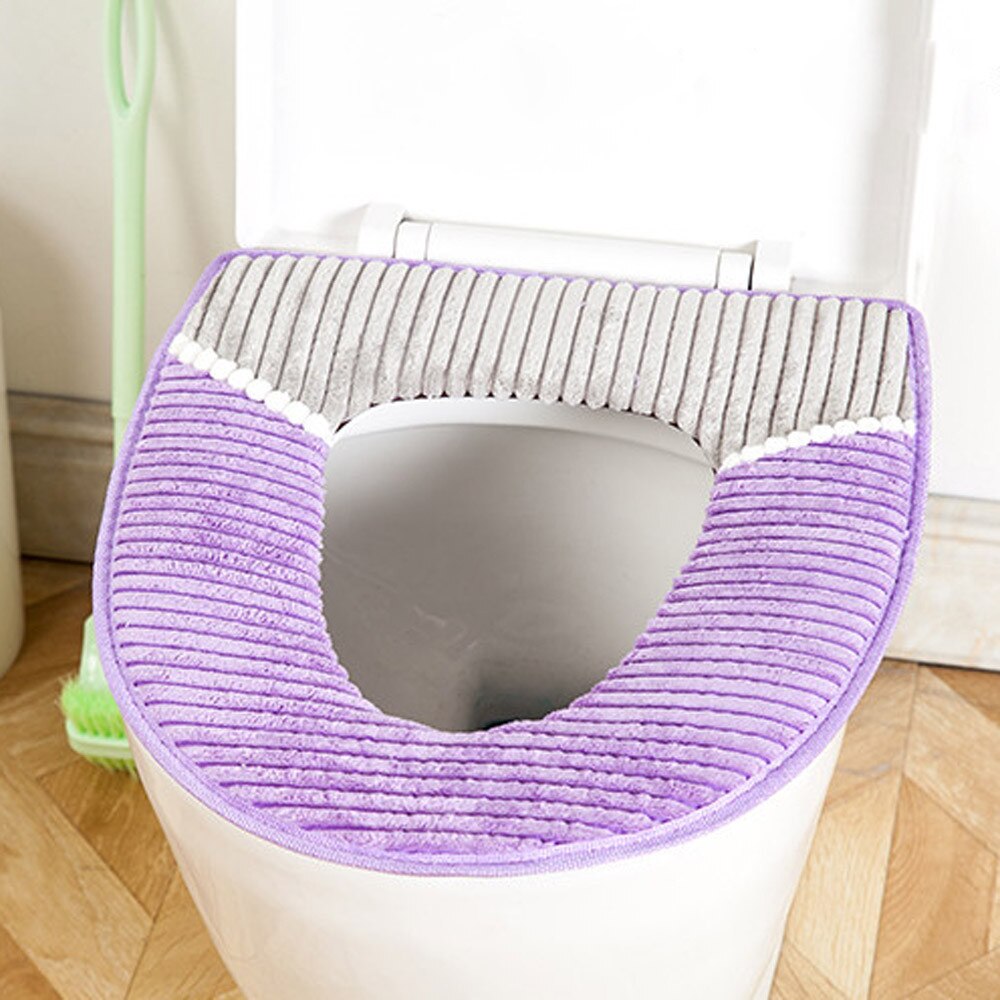 Corduroy PU Closestool Soft Warmer Alle Vorm Badkamer Protector Wc Cover Seat Deksel Pad Herbruikbare duurzaam Niet giftig schoon: Purple