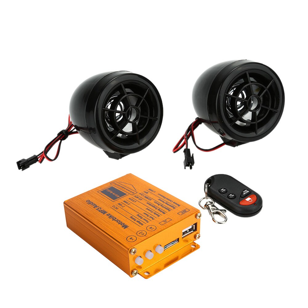 KKmoon-sistema de alarma para motocicleta, reproductor MP3, altavoces, sistema de sonido y Audio, Radio FM, control remoto inalámbrico de seguridad con ranura USB SD