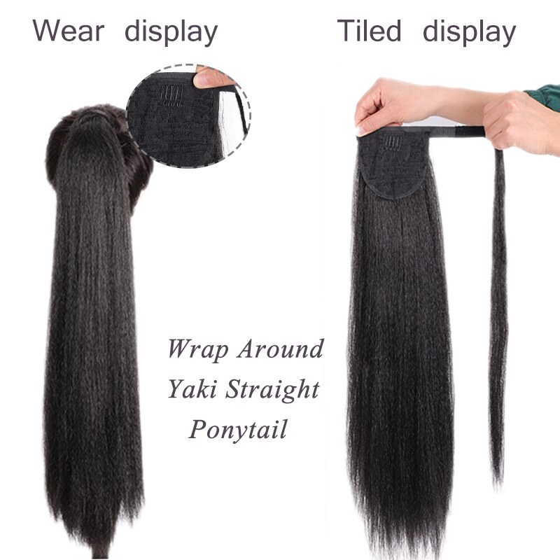 AILIADE-postiche queue de cheval Afro synthétique, coiffure crépue, lisse et naturelle, queue de cheval de 24 pouces: Wrap Around