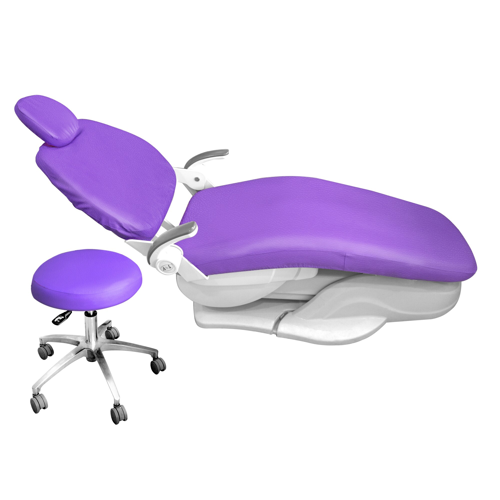 Dental PU Leather Unit Dental Chair Seat Cover Chair Cover Elastic Waterproof Protective Case Protector Dentist Equipment 1 Set: Purple