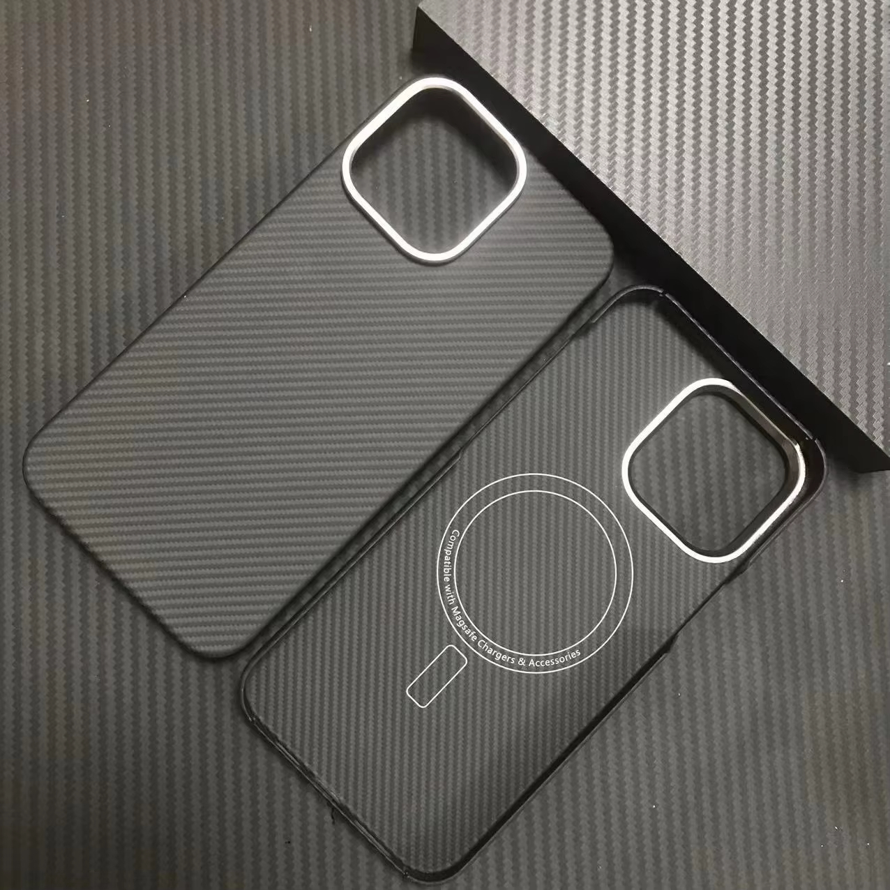 Coque en Fiber de carbone véritable pour iPhone 13 14 15 Pro Max, avec housse de téléphone MagSafe Kevlar, étui en Fiber d'aramide pour iPhone 15/14/13