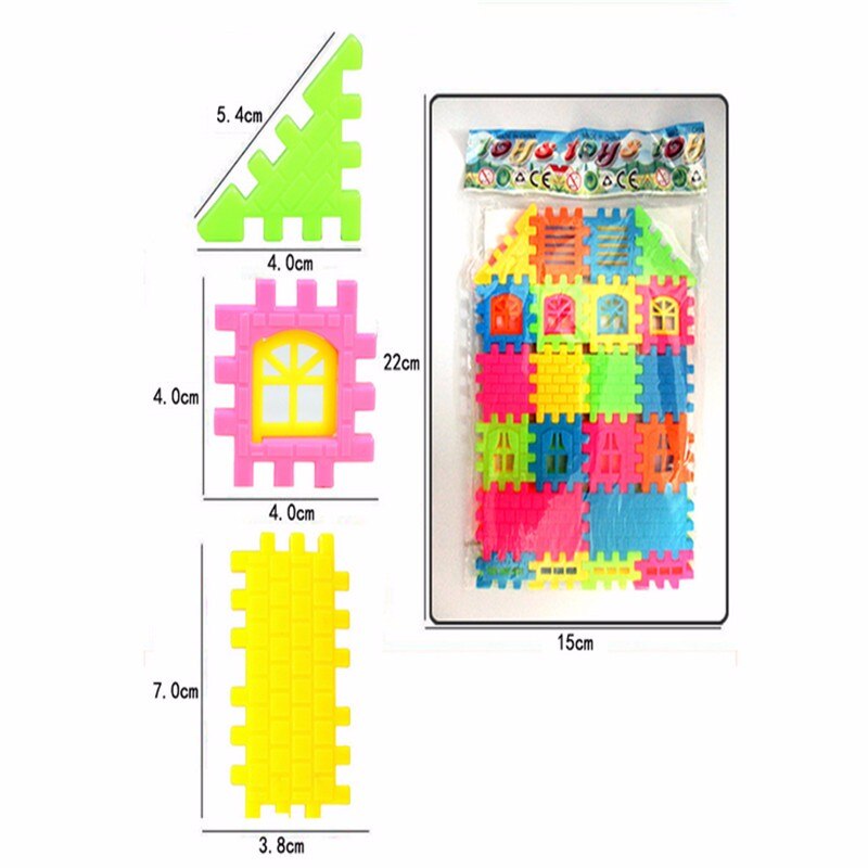 44 stks/partij puzzel plezier drie dimensionale gemonteerd huis building speelgoed kan worden geopend venster gebouw speelgoed