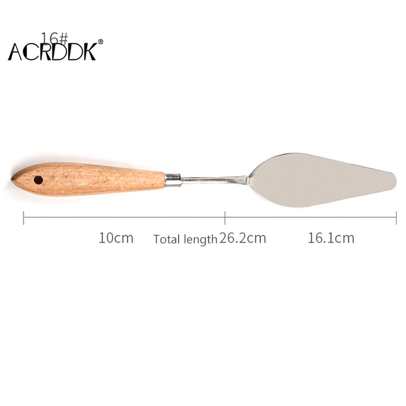 Palette Knife Painting Stainless Steel Spatula Palette Knife Oil Paint Metal Knives Wood Handle DF: 16