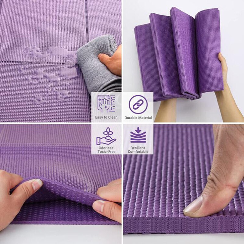 Faltbare yogamatte, fitnessgerät, tragbare reisematte, rutschfeste übungsmatte für alle arten von yoga- und pilates-bodenübungen