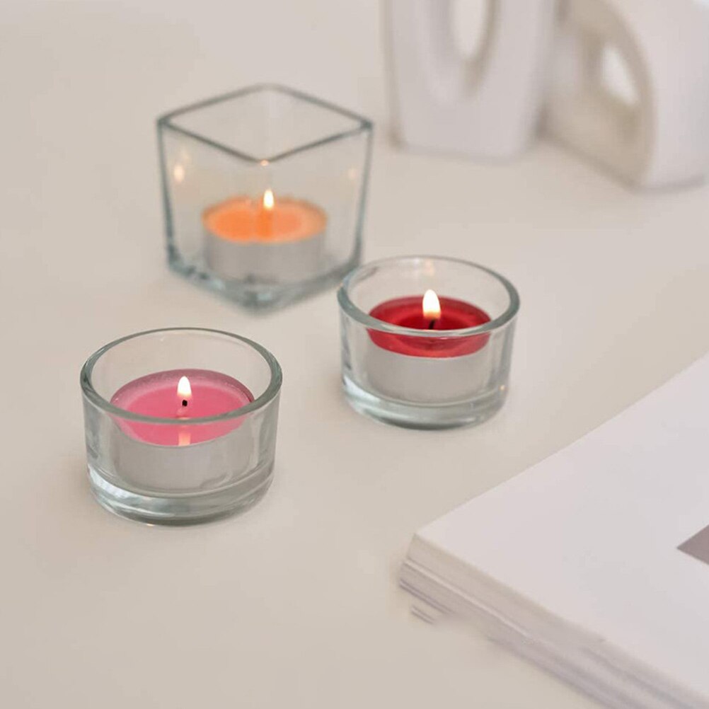 12pcs Candle Cups Small Transparent Wedding Decoration Clear Glass Cup DIY Candle Cup Tealight Candle Holder