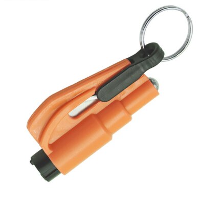Mini carro auto janela de vidro quebrando martelo ferramenta de resgate de emergência com chaveiro cinto de segurança cortador d: Orange