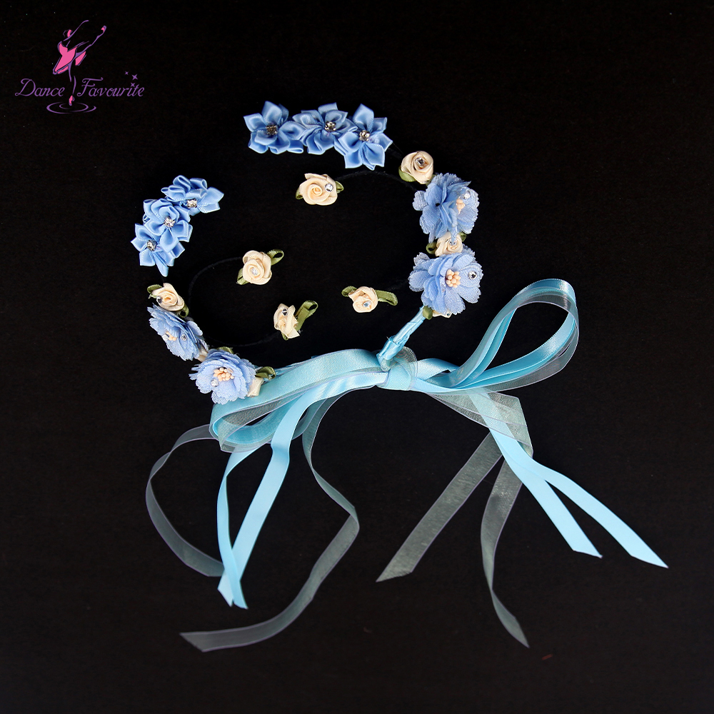 HB009 Green & Blue Ballet Headdress Hair Accessories Girls Ballerina Headwear La Fille Mal Ggardee Viriation Headpiece: black