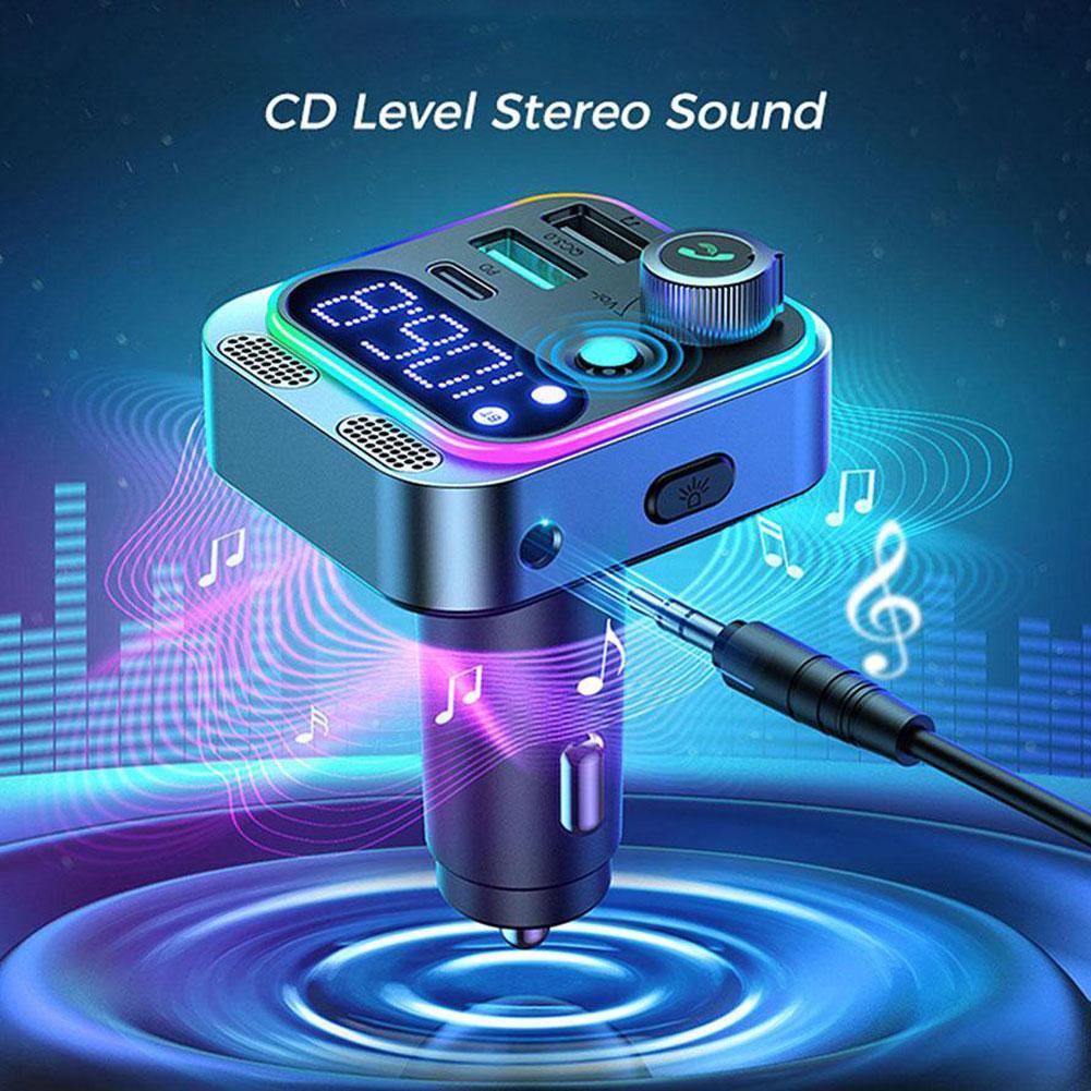 2024 Bluetooth 5.3 Fm-Zender Voor Auto Sterkere Dual Mics Diep Basgeluid 48W Pd & Qc3.0 Autolader Bluetooth Adapter