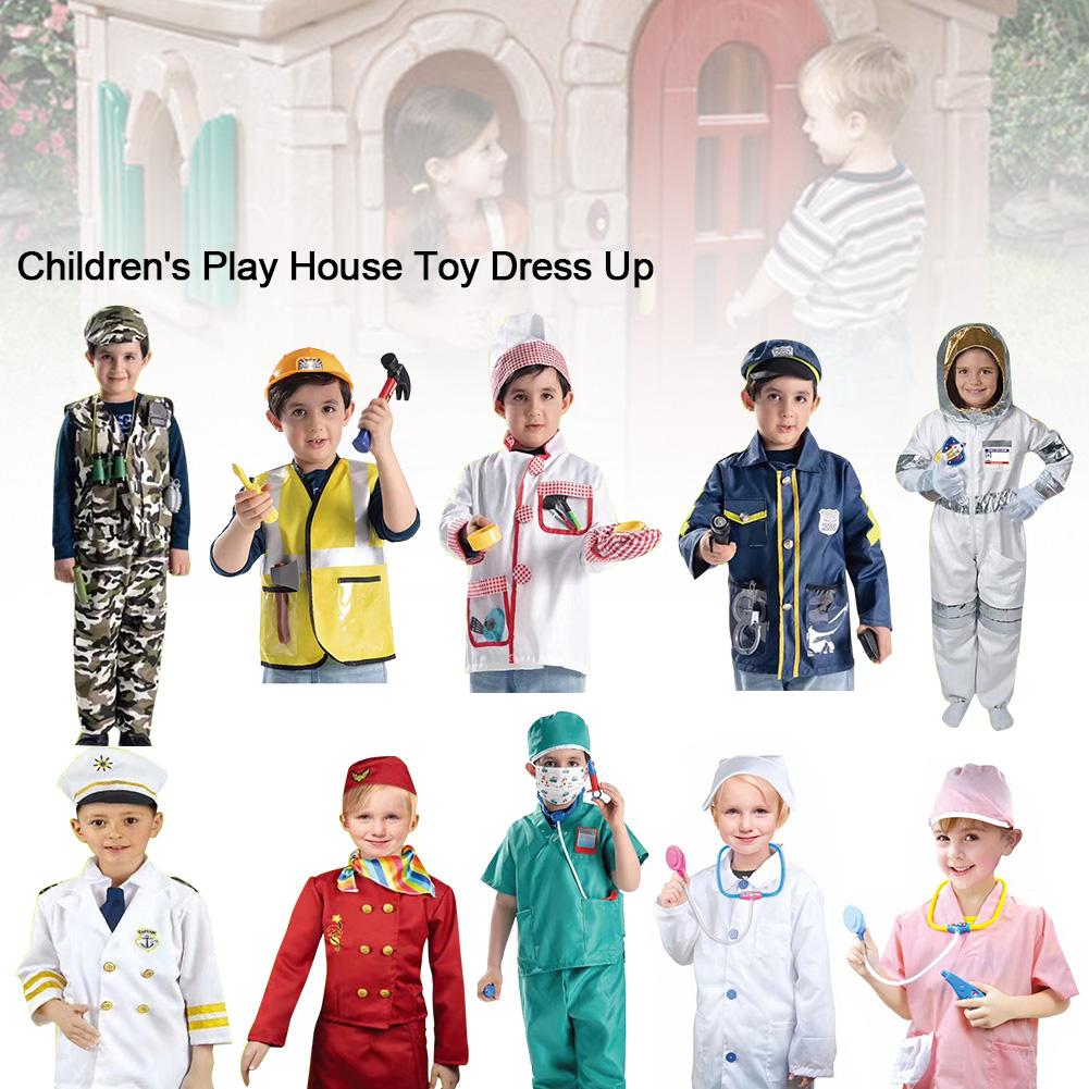 11 PCS Spielhaus Spielzeug Arzt Anwalt Polizei Navy Chef kinder Rolle Spielen Haus Cosplay Spielzeug Kleid Up Klassenzimmer pädagogisches Spielzeug