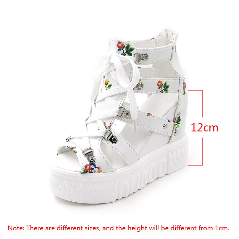 Chaussures femme sandales été sandales plateforme compensées fermeture éclair semelle épaisse chaussures décontractées femme talons hauts sandalias platafor