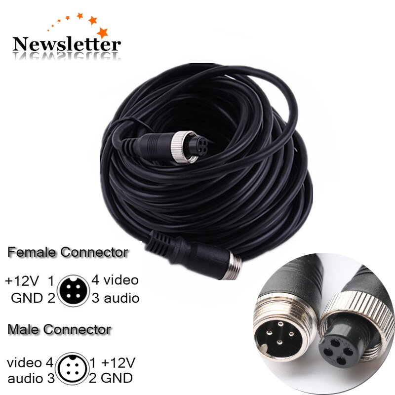 15Meter 4pin aviation extension cable 4 PIN Connector Video and Audio