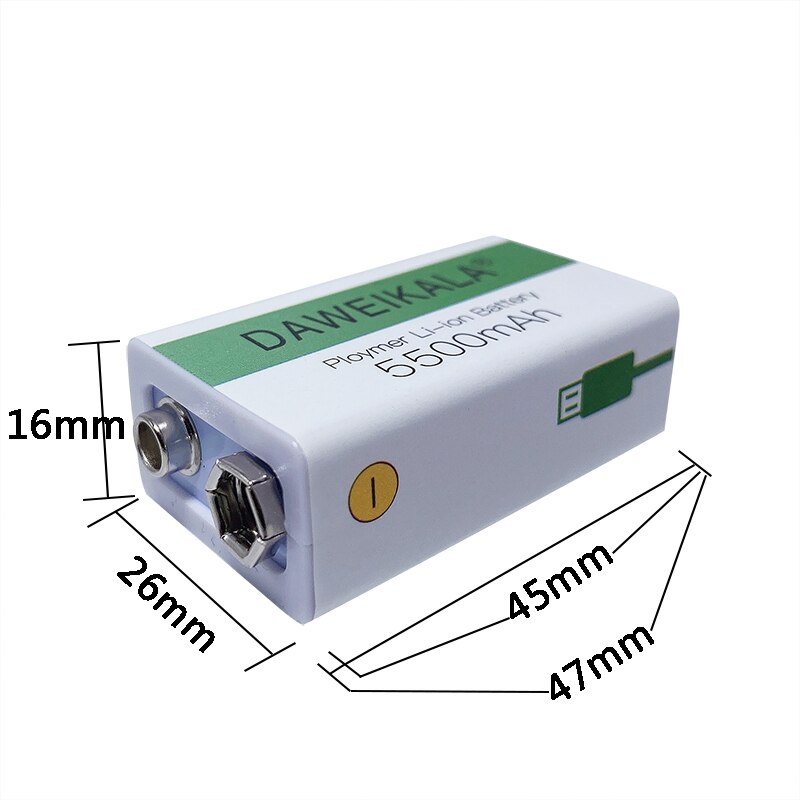 9V 5500mAh 9V Battery Rechargeable battery Micro USB Battery 9V lithium for Multimeter Microphone Toy +USB charging cable