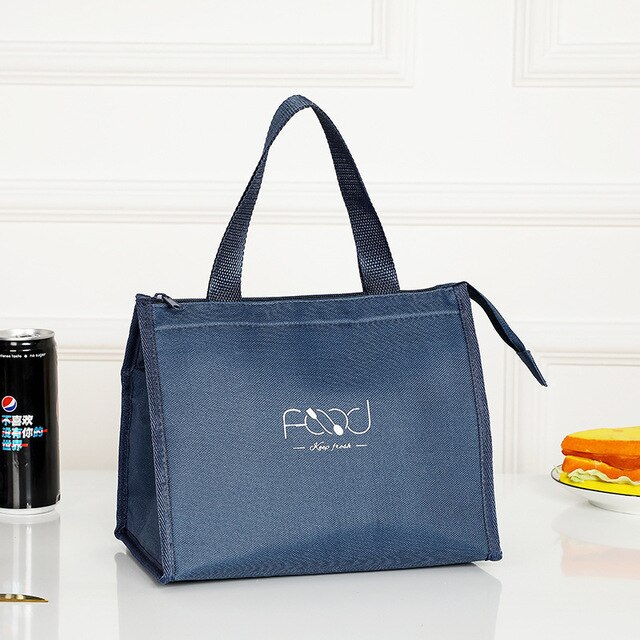 Sac à déjeuner de pour les femmes refroidisseur Portable main fermeture éclair sacs alimentaires étanche pique-nique voyage petit déjeuner déjeuner Thermo sac: Blue-S